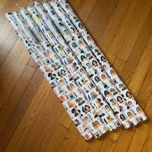 NWT Spritz 8 Gift Wrap Rolls Multicultural Diverse Faces Pattern Wrapping Paper